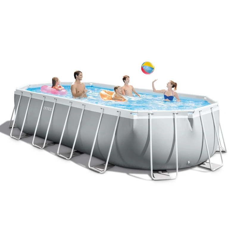 INTEX 26798NP - Piscina Prisma Ovale 610X305X122 Cm Con Pompa Filtro, Scaletta Doppia, Telo Base, Copertura