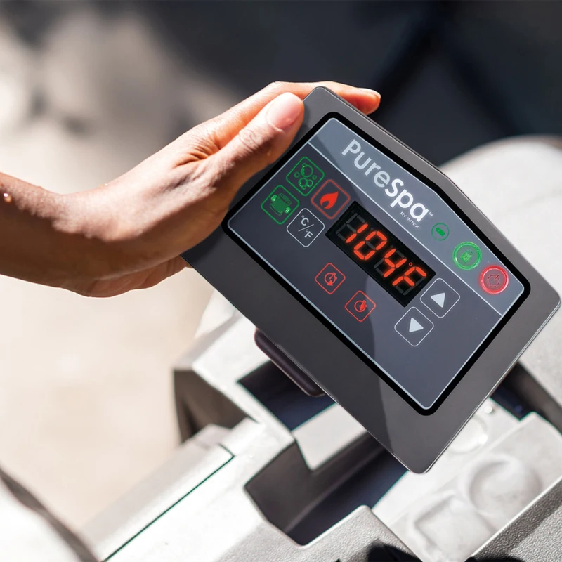 INTEX 28442EX - Pure Spa Greywood Deluxe 216X71Cm 6 Posti Con Pompa, Riscaldatore, Sistema Purificazione Acqua, 2 Poggia Testa, Luce Led Multi Color