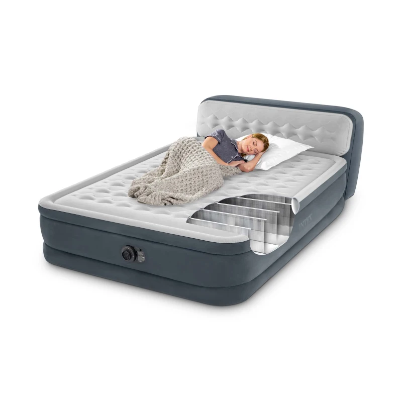 INTEX 64448ND - Materasso Dura-Beam Con Schienale Tecnologia Fiber Tech Con Pompa Elettrica Incorporata 152X236X86 Cm