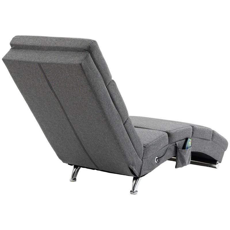HOMCOM Massagestoel Relaxstoel Ligstoel 8 vibratiepunten, 5 modi, 8 vibratiepunten, 56 x 168 x 84 cm, Grijs