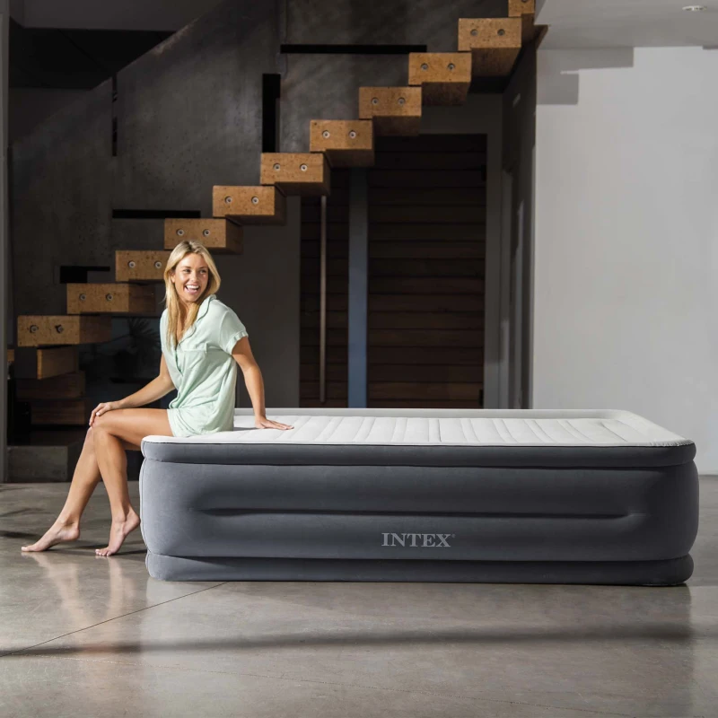 INTEX 64418ND - Materasso Comfort Plush Hise Rise Dura Beam Tecnologia Fiber Tech Matrimoniale Cm 152X203X56