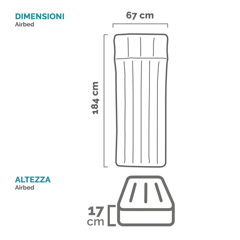 Intex 67997 - Materasso Gonfiabile Camping Laminato, 67x184x17 cm