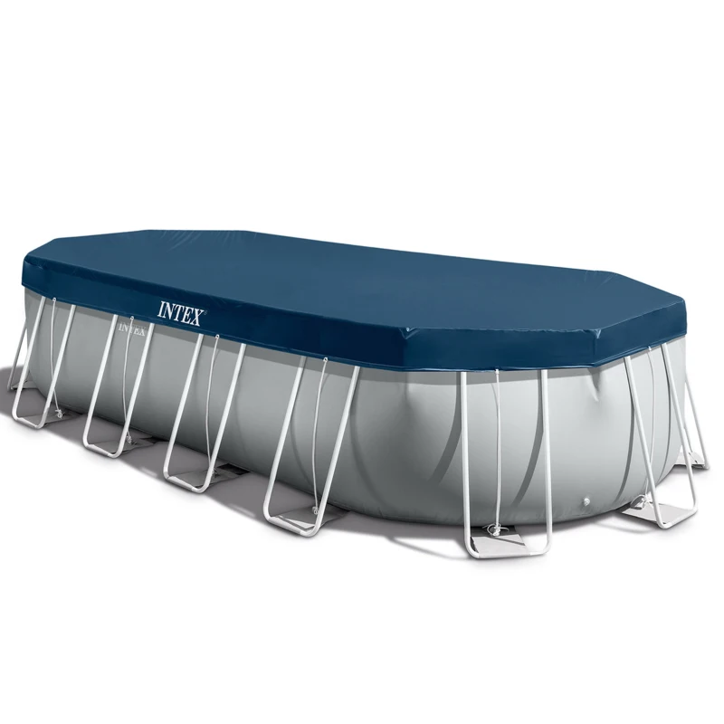 INTEX 26798NP - Piscina Prisma Ovale 610X305X122 Cm Con Pompa Filtro, Scaletta Doppia, Telo Base, Copertura