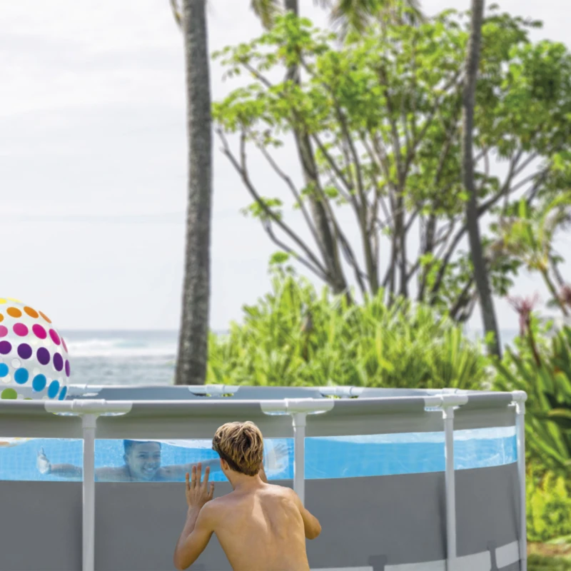 INTEX 26730NP - Piscina Prism Clearview Cm 488X122 Con Pompa Filtro, Scaletta, Telo Base E Copertura