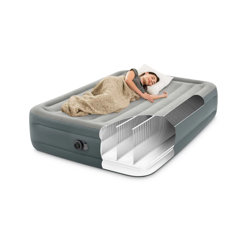 INTEX 64126ND - Materasso Dura-Beam Essential Matrimoniale Con Tecnologia Fiber Tech, Pompa Elettrica Incorporata 152X203X46 Cm