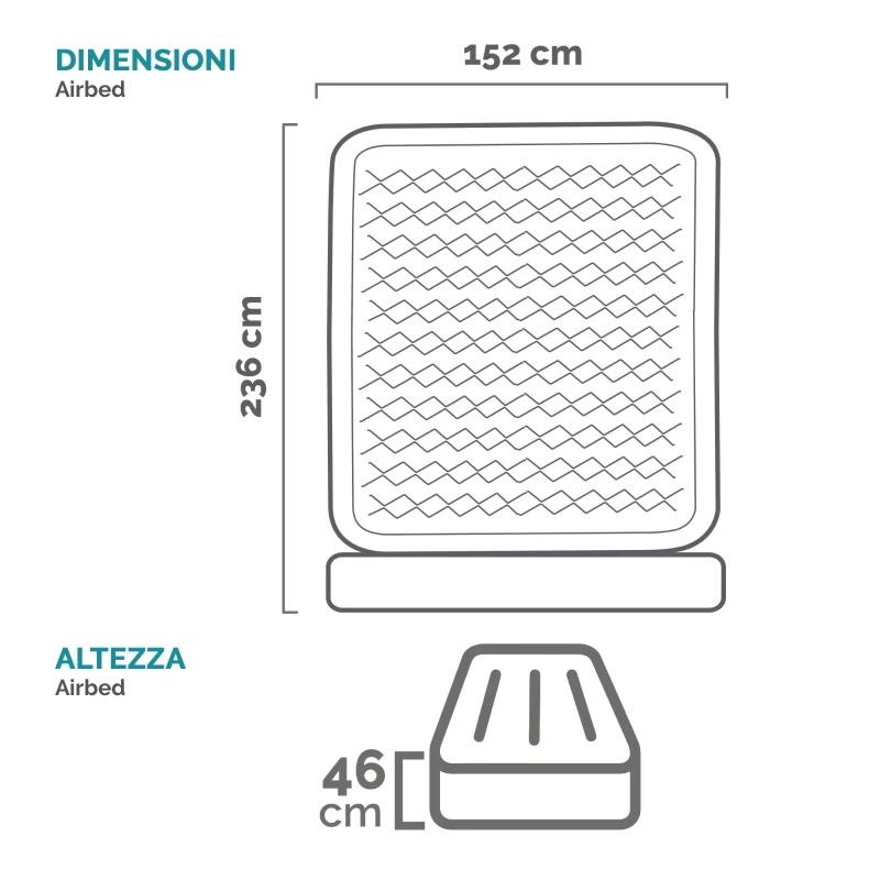 INTEX 64448ND - Materasso Dura-Beam Con Schienale Tecnologia Fiber Tech Con Pompa Elettrica Incorporata 152X236X86 Cm