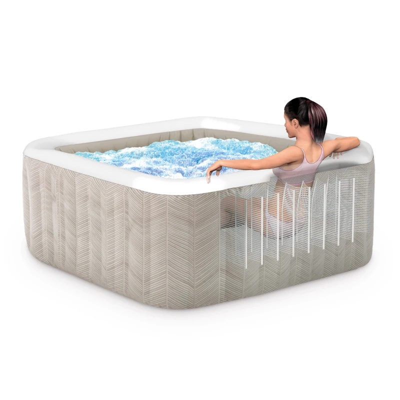 INTEX 28472EX - Chevron Jet And Bubble Deluxe Cm 239X71 6 Posti Quadrata Con Pompa, Sistema Di Purificazione Acqua, Wif70 Getti, Telo Base, Telo Copertura
