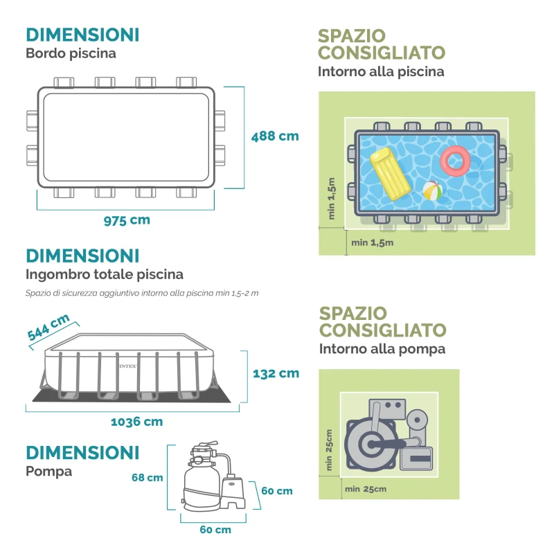 INTEX 26378NP - Piscina Ultra Xtr Frame Rettangolare 975X488X132 Cm, Pompa A Sabbia Combo, Scaletta Doppia, Telo Base, Copertura, Kit Di Pulizia Deluxe E Set Volley