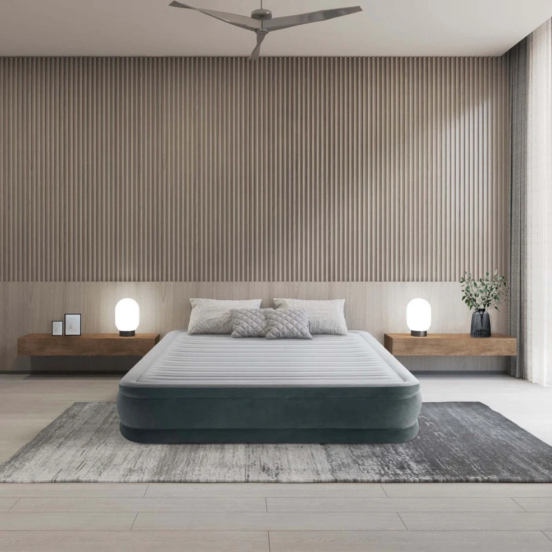 INTEX 67770ND - Materasso Casa Matrimoniale Dura Beam Tecnologia Fiber-Tech Con Pompa Elettrica Incorporata Cm 152X203X33