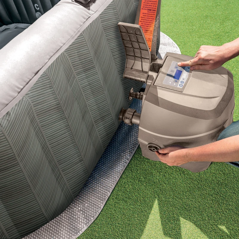 INTEX 28472EX - Chevron Jet And Bubble Deluxe Cm 239X71 6 Posti Quadrata Con Pompa, Sistema Di Purificazione Acqua, Wif70 Getti, Telo Base, Telo Copertura