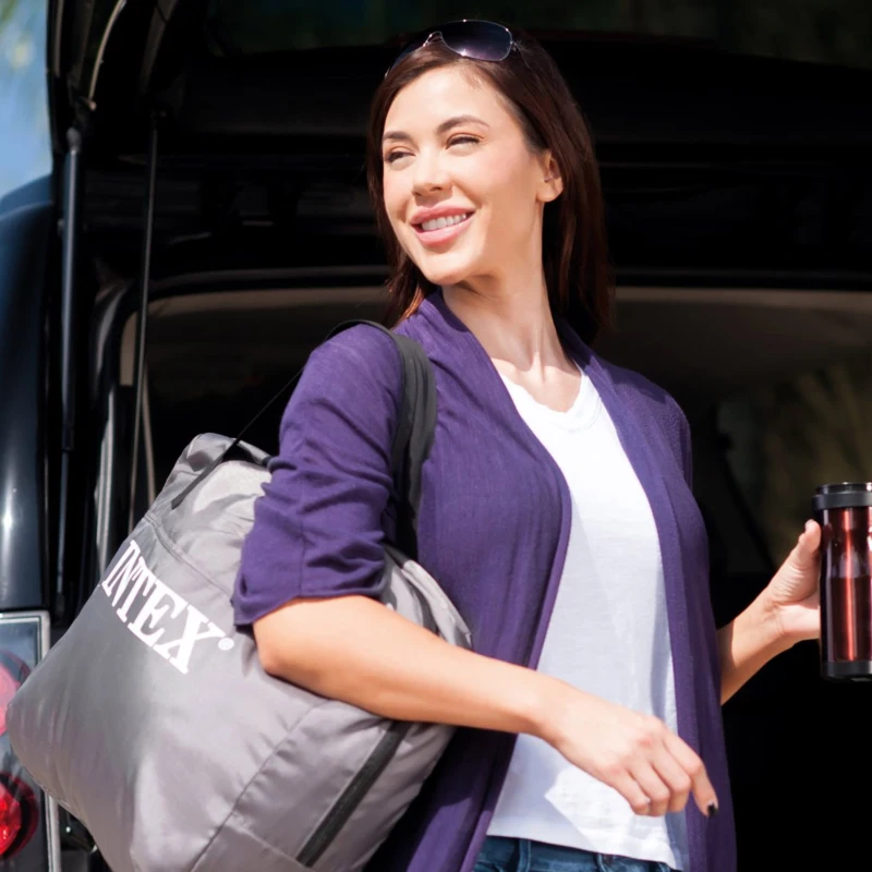 INTEX 64906ND - Materasso Elevated Premiere Matrimoniale Con Tecnologia Fiber Tech, Pompa Elettrica Incorporata Cm 152X203X46