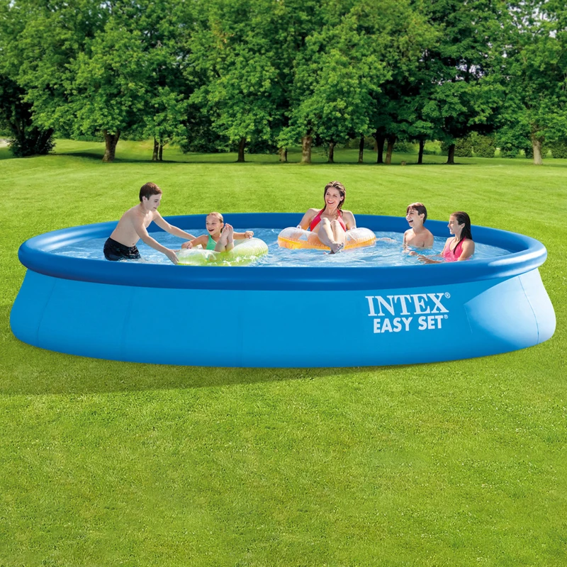 INTEX 26166NP - Piscina Easy 457X107 Cm, Pompa Filtro, Scaletta Doppia, Telo Base, Copertura