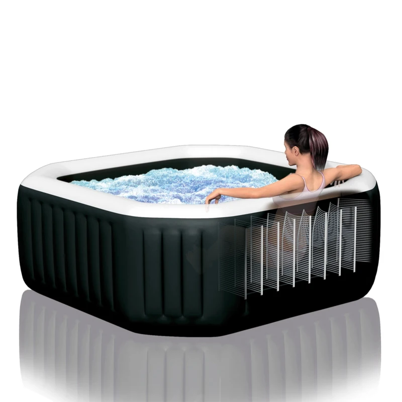 INTEX 28462EX - Pure Spa™ Bubble E Jet Massage Deluxe Ottagonale 218X71 Cm 6 Posti Con Pompa, Riscaldatore, Sistema Purificazione Acqua, Clorinatore, 2 Poggia Testa