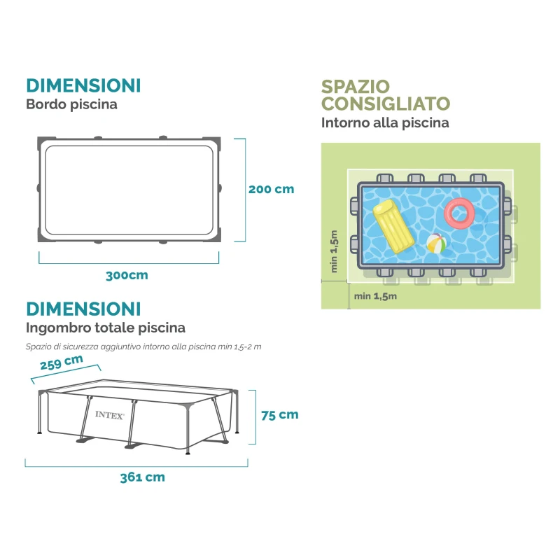INTEX 28272NP - Piscina Rettangolare Cm 300X200X75