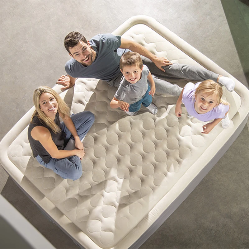 INTEX 64926ND - Materasso Elevated Premiere Matrimoniale Con Tecnologia Fiber Tech, Nuova Pompa Elettrica Incorporata Con Pannello Dati E Porta Usb Cm 152X203X46