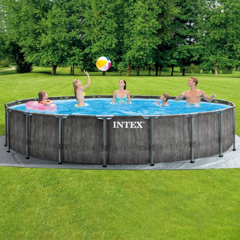 INTEX 26744NP - Piscina Prism Greywood 549X122 Cm Pompa Filtro, Scaletta, Telo Base, Telo Copertura