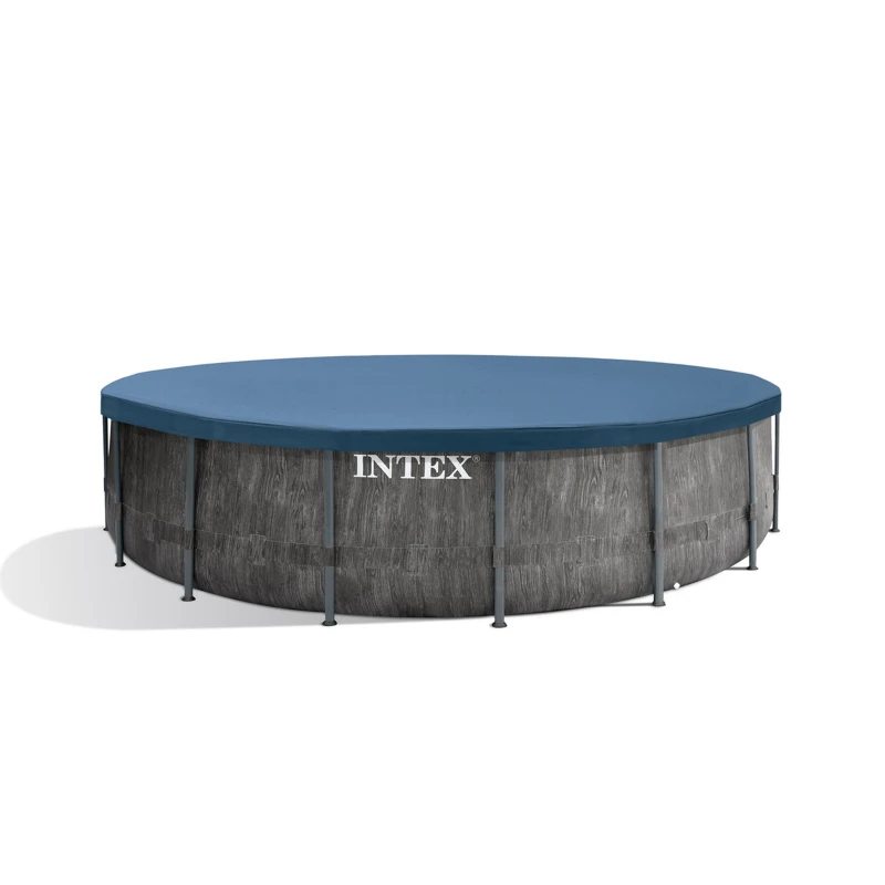 INTEX 26742NP - Piscina Prism Greywood 457X122 Cm Pompa Filtro, Scaletta, Telo Base, Telo Copertura