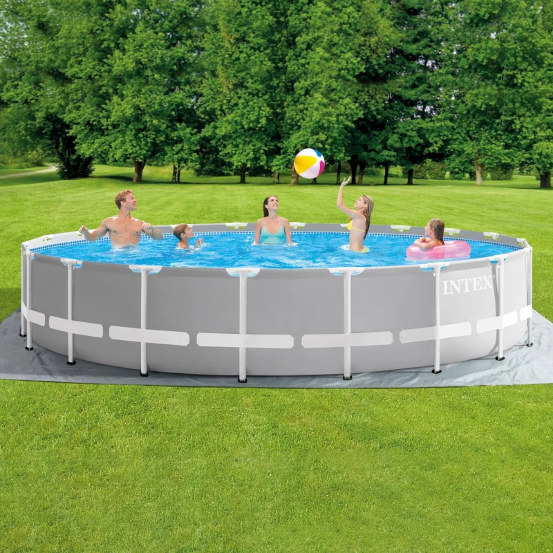 INTEX 26756NP - Piscina Prisma Frame 610X132 Cm Con Pompa Filtro, Scaletta Doppia, Telo Base E Copertura
