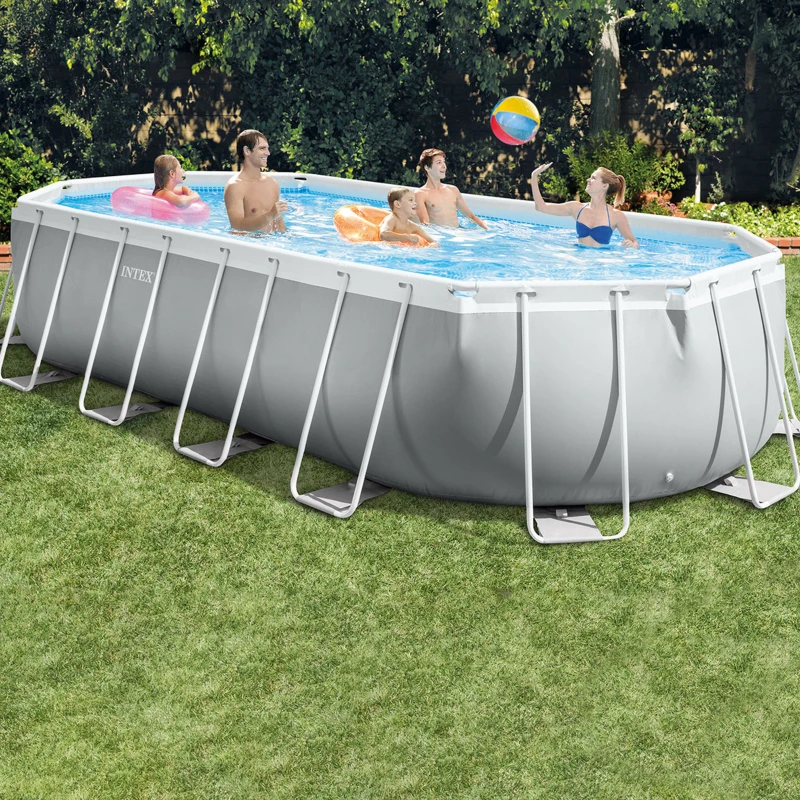 INTEX 26798NP - Piscina Prisma Ovale 610X305X122 Cm Con Pompa Filtro, Scaletta Doppia, Telo Base, Copertura