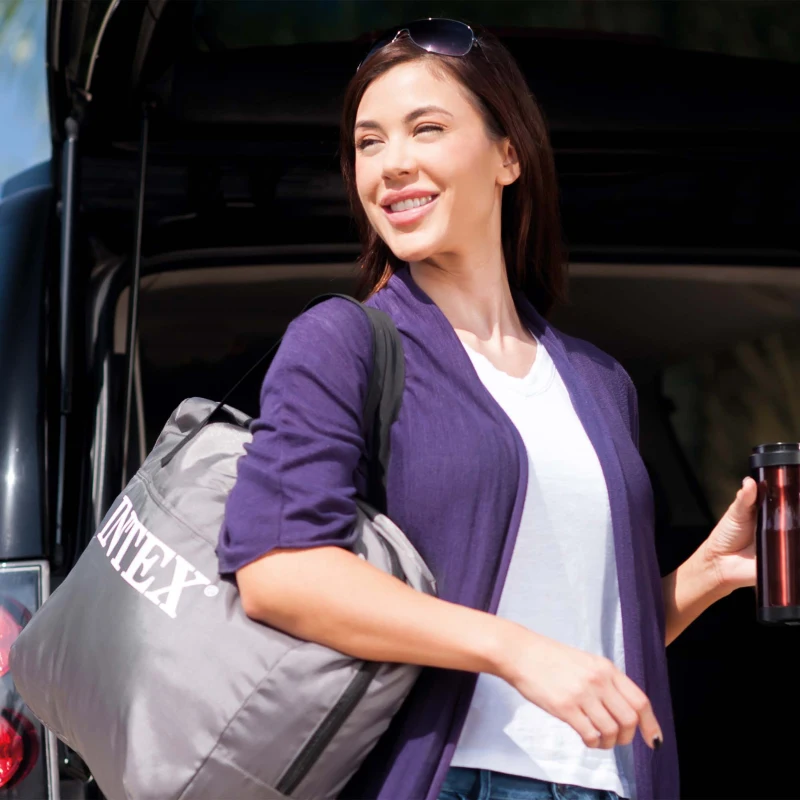 INTEX 64902ND - Materasso Elevated Premiere Singolo Con Tecnologia Fiber Tech, Pompa Elettrica Incorporata Cm 99X191X46