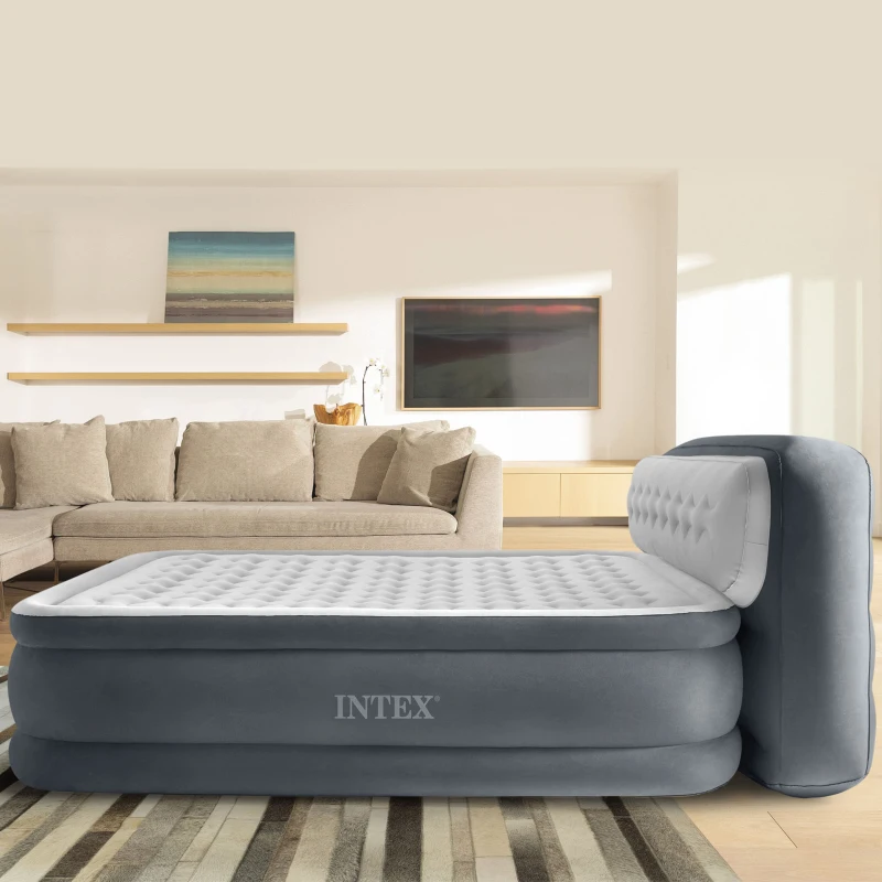 INTEX 64448ND - Materasso Dura-Beam Con Schienale Tecnologia Fiber Tech Con Pompa Elettrica Incorporata 152X236X86 Cm