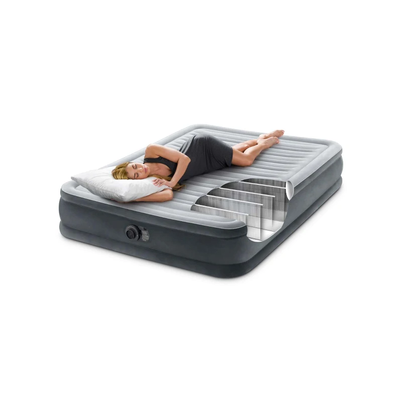 INTEX 67768ND - Materasso Casa Una Piazza E Mezza Dura Beam Tecnologia Fiber-Tech Con Pompa Elettrica Incorporata Cm 137X191X33