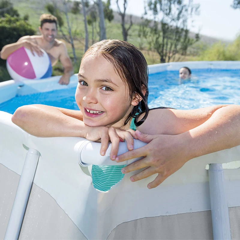 INTEX 26798NP - Piscina Prisma Ovale 610X305X122 Cm Con Pompa Filtro, Scaletta Doppia, Telo Base, Copertura