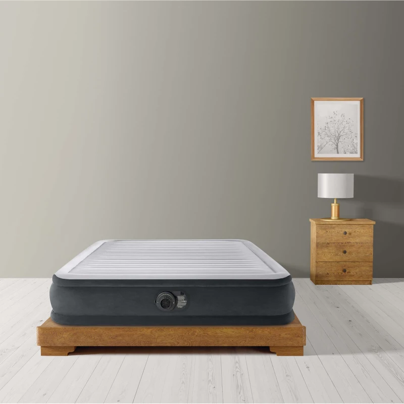 INTEX 67768ND - Materasso Casa Una Piazza E Mezza Dura Beam Tecnologia Fiber-Tech Con Pompa Elettrica Incorporata Cm 137X191X33