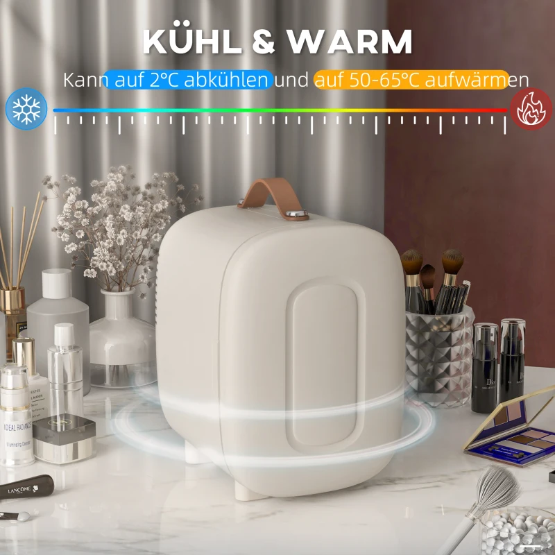 HOMCOM Mini Koelkast Beauty Fridge, 4 L Capaciteit, 20,3 x 26,3 x 28 cm, Crèmewit