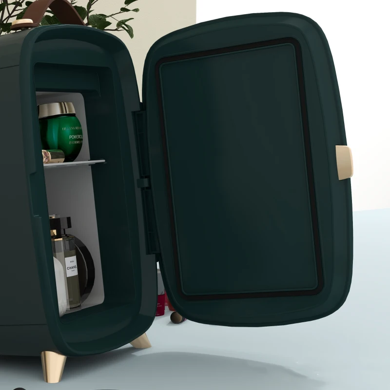 HOMCOM Mini Koelkast Beauty Fridge, 4 L Capaciteit, 20,3 x 26,3 x 28 cm, Donkergroen