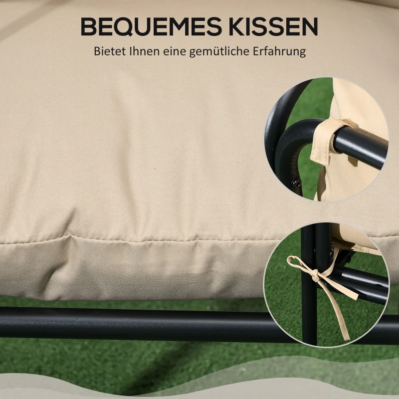 Outsunny Zestaw mebli ogrodowych 3 szt, zestaw bistro z 2 krzesłami, 1 stolikiem, zestaw mebli balkonowych z poduszkami, zestaw mebli ogrodowych na balkon, taras, stal, beżowy