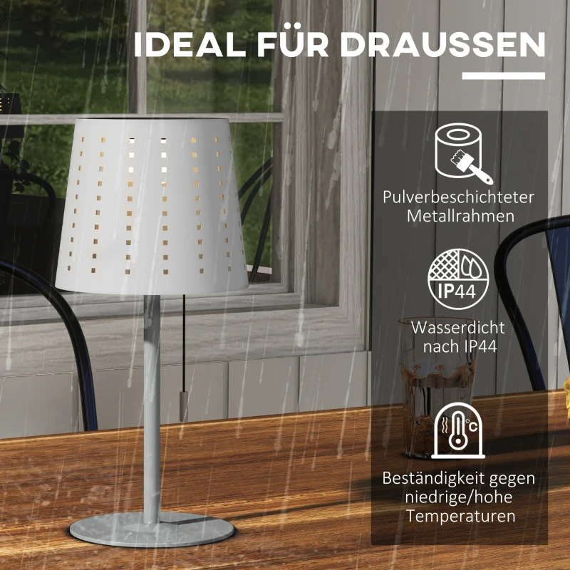 Outsunny Lampa stołowa lampa nocna, zegar czasowy, bezprzewodowa, łańcuszek ze złotem, 14 cm x 14 cm x 30 cm, Biała