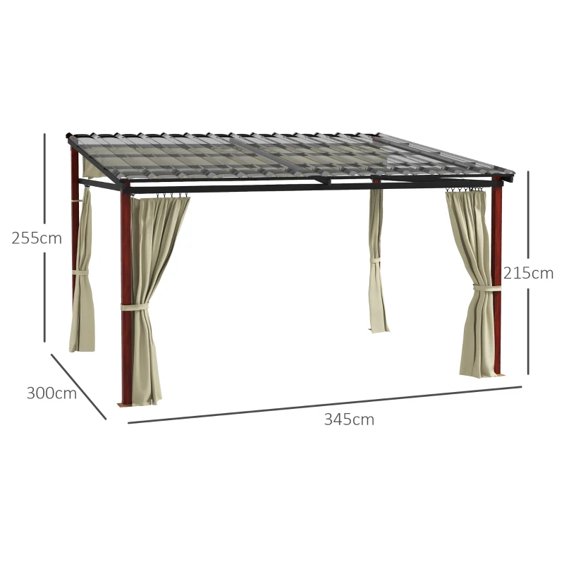 Outsunny Pergola 3,5 x 3 m z bocznymi ścianami, wiatroszczelne zadaszenie tarasu, regulowane wysokośći, dach z możliwością rozsuwania, do ogrodu i tarasu, kolor beżowy