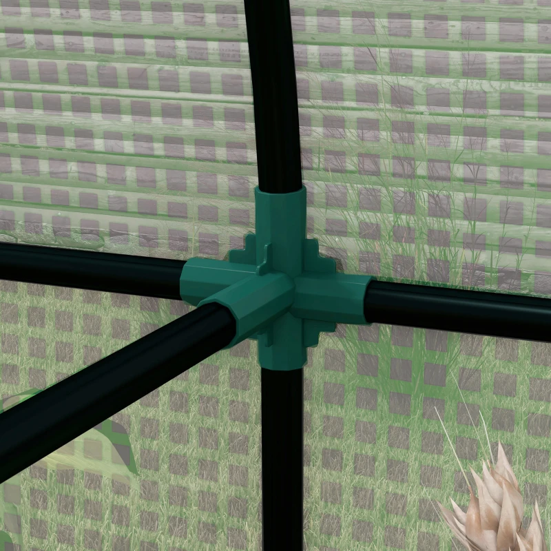 Mini tunel cieplarniany Outsunny, tunel dla roślin, z 2 strefami do uprawy, rolowane drzwi, 185 x 94 x 150 cm, Zielony