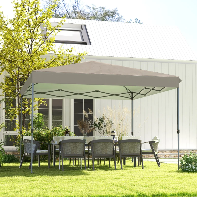 Outsunny Faltpavillon, leichter Aufbau durch 1-Knopf-System, höhenverstellbar, Metallrahmen, 3,6 x 3,6m, Beige