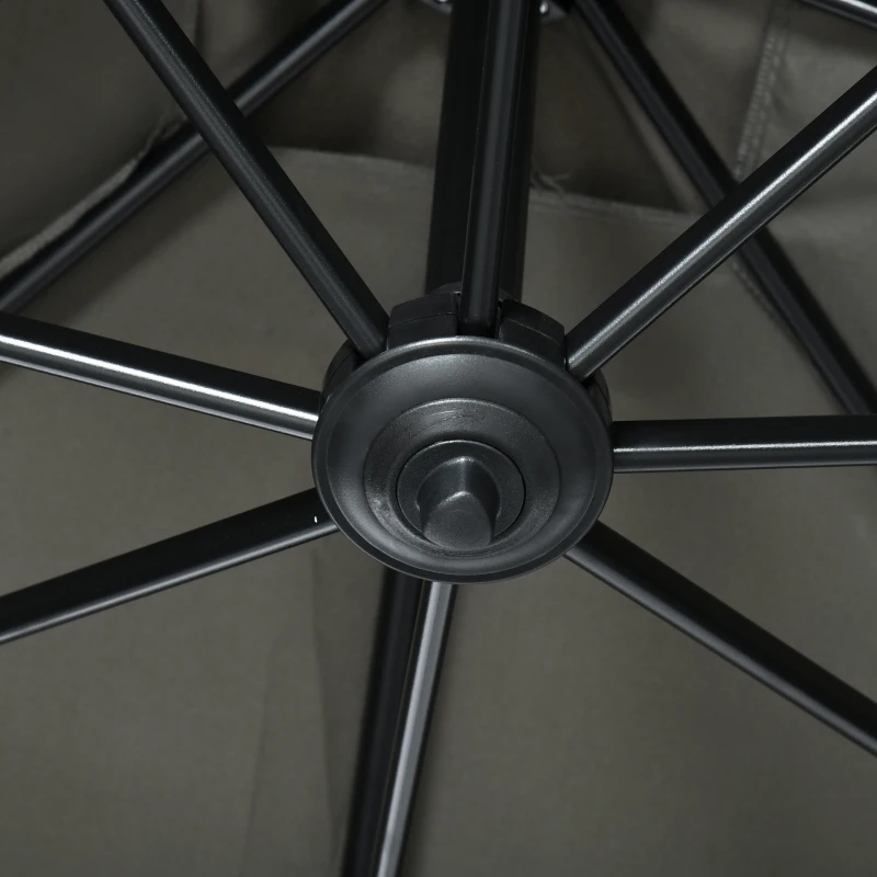 Outsunny Grijze Zweefparasol Tuinparasol, Kruisvoet, Kantelbaar, Weerbestendig, 245 cm x 245 cm x 245 cm