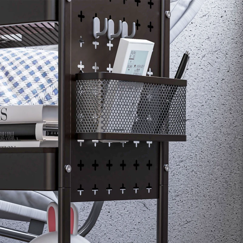 HOMCOM Keukentrolley met 3 planken, 4 wielen, 53,5 cm x 30,5 cm x 75 cm, Zwart