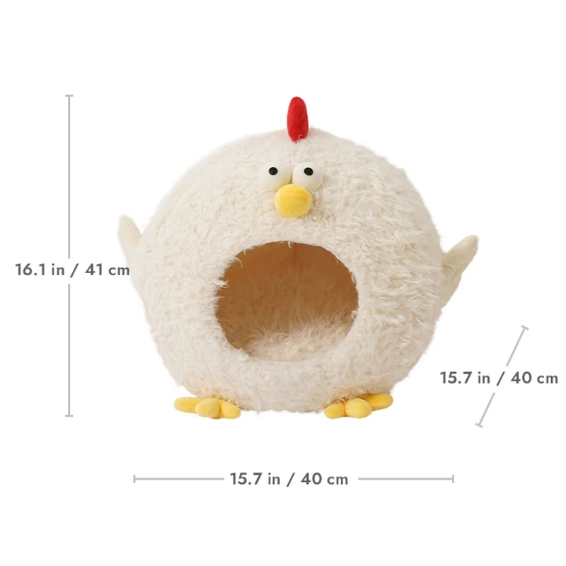 ZEZE Cuccia per Gatti a Forma di Pulcino, Cuccia Chiusa a Forma di Grotta, Bianco