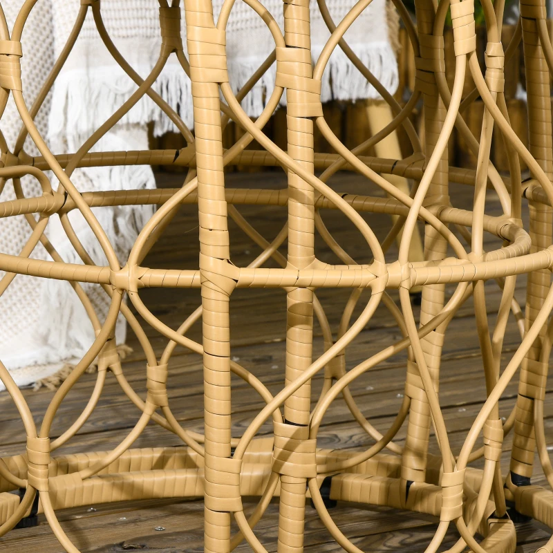 Outsunny Zestaw 2 stolików ogrodowych, stoliki pomocnicze na zewnątrz, styl boho, wewnątrz. Na zewnątrz, 55 cm x 55 cm x 51 cm, Czarny + Naturalny