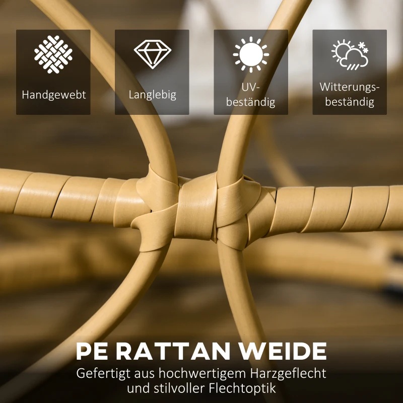 Outsunny Zestaw 2 stolików ogrodowych, stoliki pomocnicze na zewnątrz, styl boho, wewnątrz. Na zewnątrz, 55 cm x 55 cm x 51 cm, Czarny + Naturalny