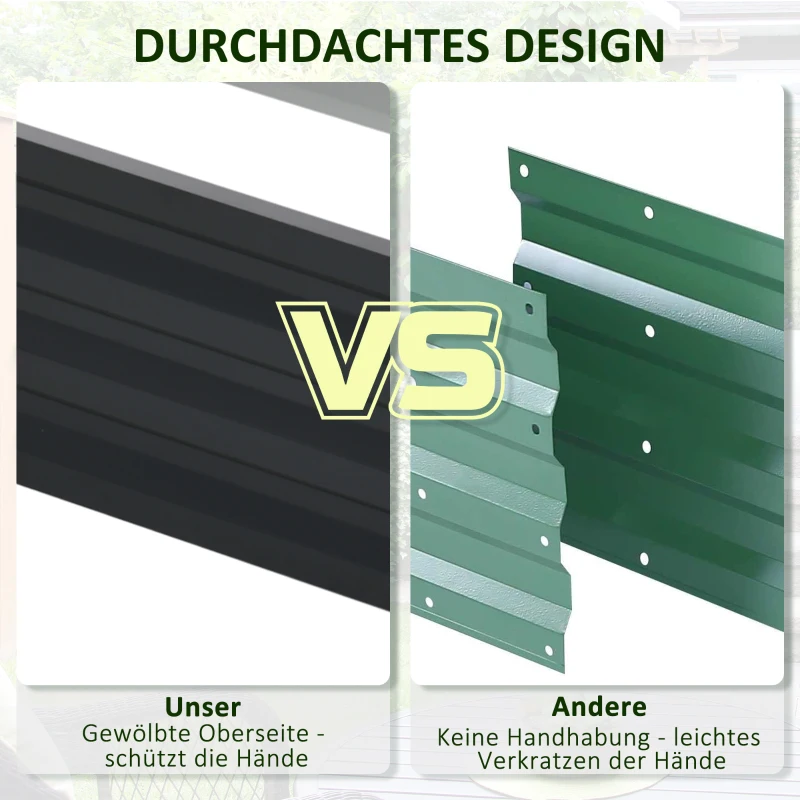 Outsunny Hoge plantenbak, weerbestendig, open bodem, verzinkt staal, 120 cm x 60 cm x 30,5 cm, Grijs