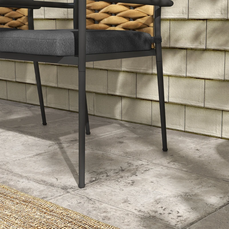 Outsunny Krzesła ogrodowe Krzesła na zewnątrz, Stylowe, mieszczące się w pogodzie, nowoczesne wzornictwo, 57 x 58 x 87cm, Czarny