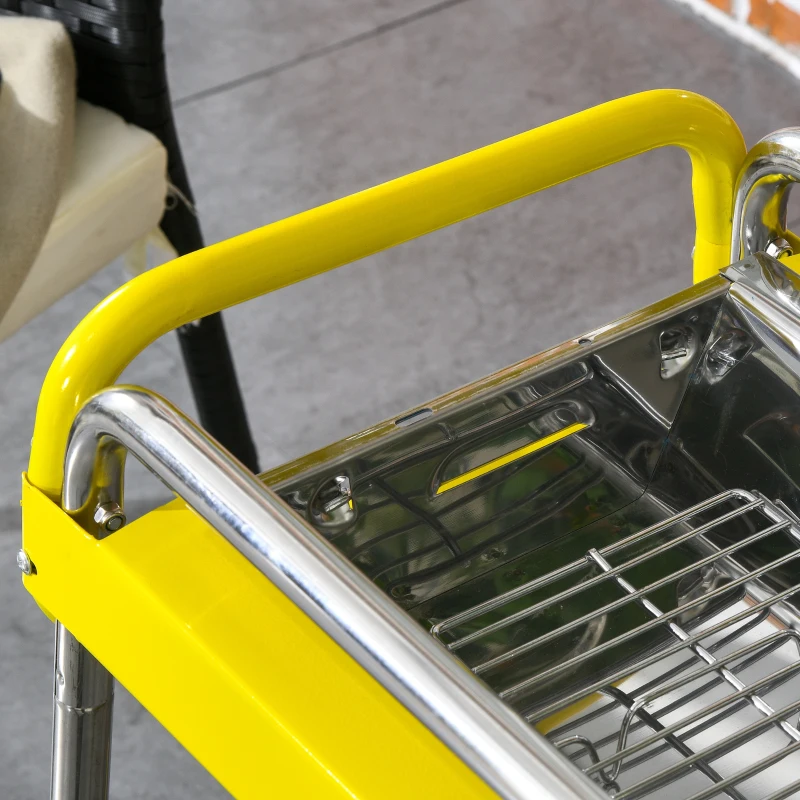 Outsunny Grill węglowy, grill BBQ, składany grill z 2 rusztami, płyta grillowa, składane nóżki, wyjmowana taca na węgiel drzewny, grill kempingowy, stal nierdzewna, 85 x 43 x 72 cm, żółty