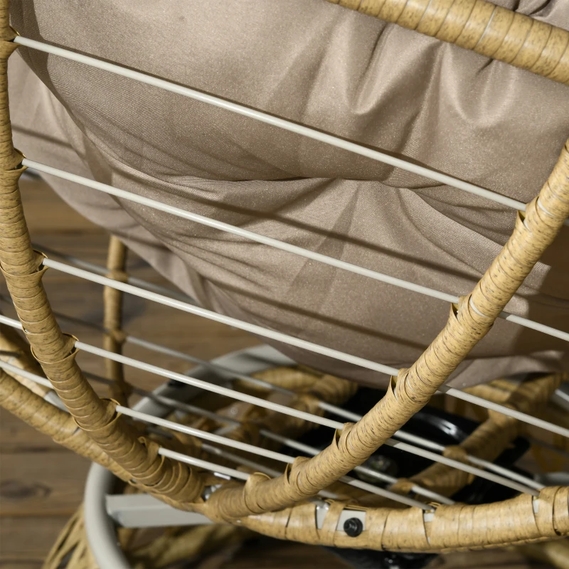 Outsunny Zestaw Bistro Balkonowy Zestaw Tarasowy, odporny na warunki atmosferyczne, zdejmowane poduszki, 85 cm x 70 cm x 82 cm, Naturalny + Jasnobrązowy