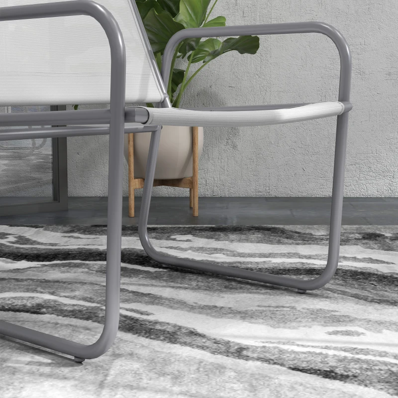 Outsunny 3-delige tuinmeubelset, 2 stoelen met ademende stoffen bekleding, 1 ronde tafel Ø60 cm, Lichtgrijs
