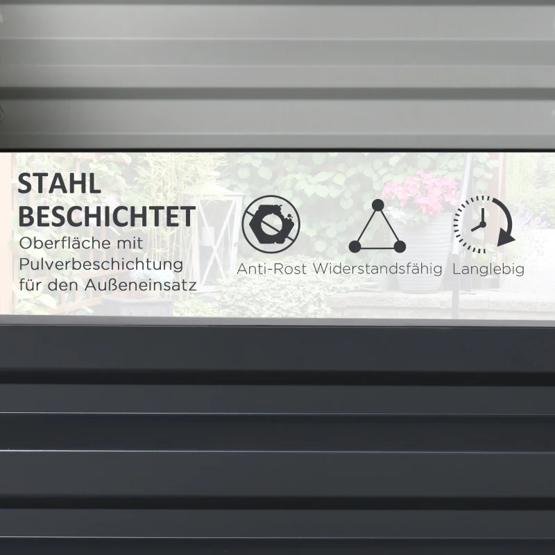 Outsunny Hochbeet Pflanzkasten, wetterbeständig, offener Boden, verzinkter Stahl, 120 cm x 60 cm x 30,5 cm, Grau