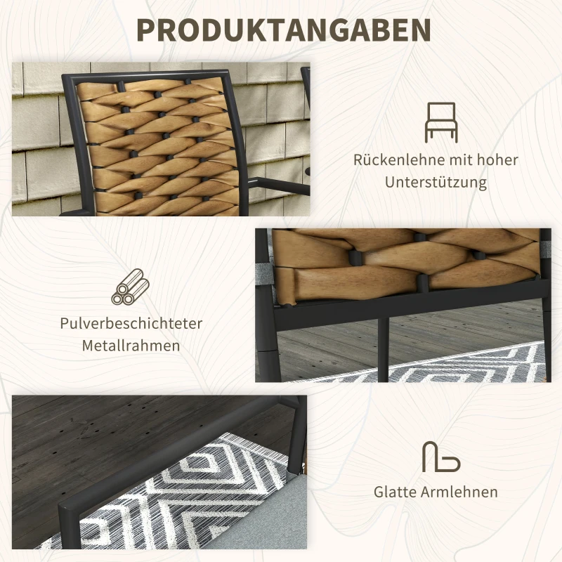 Outsunny Fotele ogrodowe Fotele zewnętrzne Fotele tarasowe, odporne na warunki atmosferyczne, nowoczesny design, 57 x 58 x 87cm, Szary