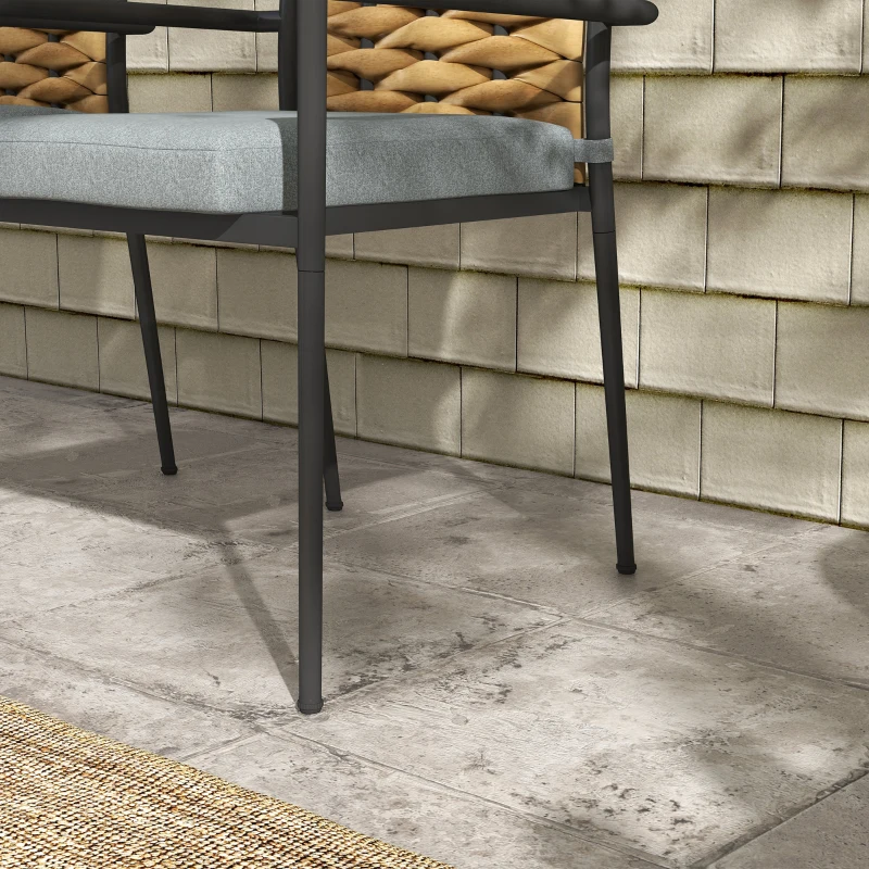 Outsunny Fotele ogrodowe Fotele zewnętrzne Fotele tarasowe, odporne na warunki atmosferyczne, nowoczesny design, 57 x 58 x 87cm, Szary