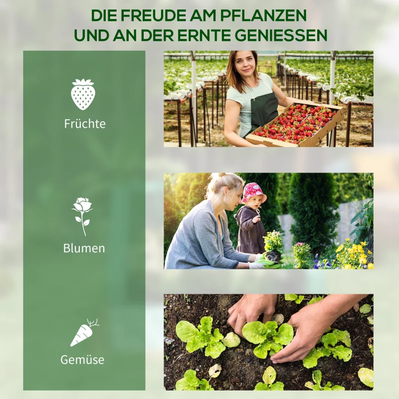 Outsunny Szklarnia Folii z Grządą i 2 Oknami, Tunel Ogrodowy dla Pomidorów, Balkonu, 70 x 70 x 90 cm, Zielony