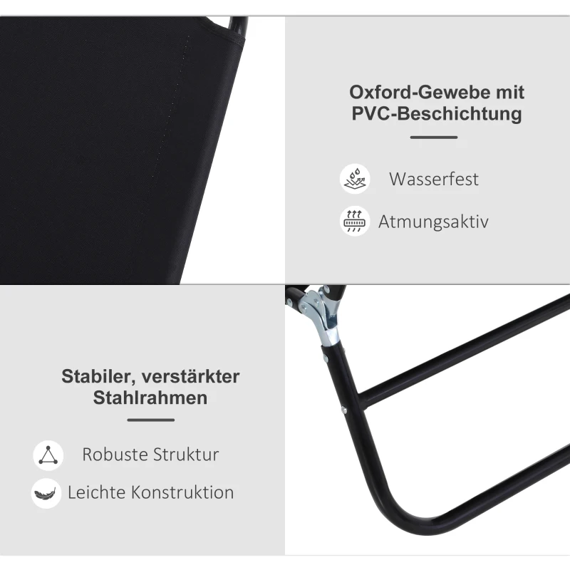 Outsunny Leżanka słoneczna, 5-stopniowo regulowane oparcie, szybko schnąca, rama metalowa, 190 x 56 x 28 cm, czarny